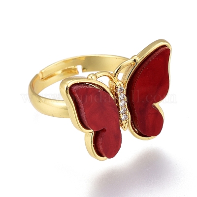 Регулируемые латунные кольца с прозрачным кубическим цирконием RJEW-F106-G-1