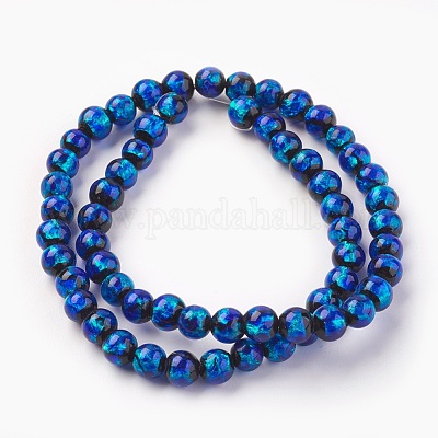 Ручная серебряная фольга стеклянные бусины Lampwork LAMP-P051-G10-6mm-1