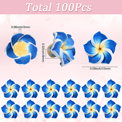 100шт полимерная глина ручной работы 3d цветок плюмерия бусины CLAY-SC0002-48A-1