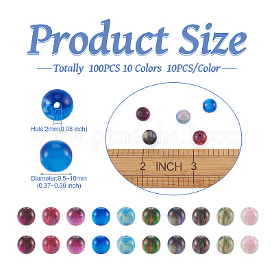 100шт 10 цвета двухцветные бусины из непрозрачной смолы RESI-TA0001-45-1