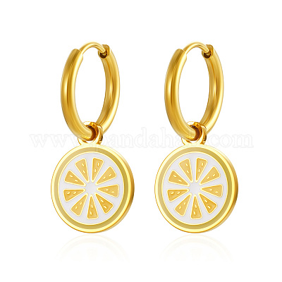 Серьги-кольца из нержавеющей стали с лимоном EU6572-2-1