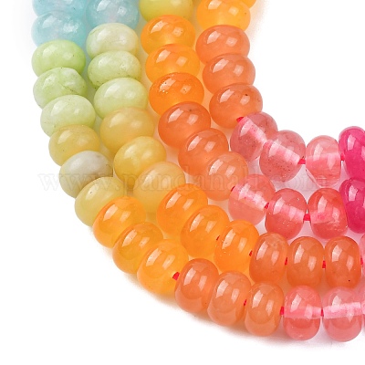 Нити градиентных бусин из натурального белого нефрита G-NH0006-A13-01-1