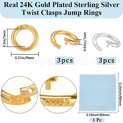 6 шт. 2 цвета 925 стерлингового серебра замковое соединительное кольцо STER-BBC0008-70B-G-1