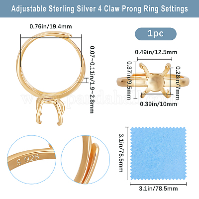 1 шт регулируемые компоненты кольца из стерлингового серебра STER-BBC0006-95G-1