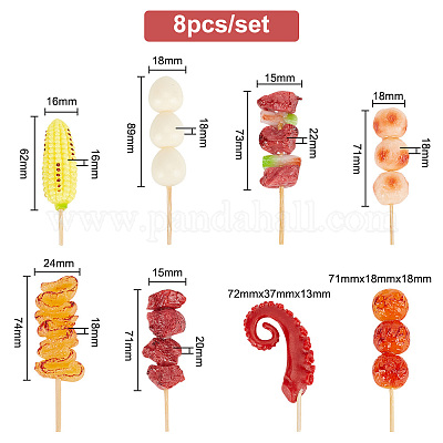 8шт 8 стиля имитация пищевой пластиковой модели DJEW-DR0001-01-1