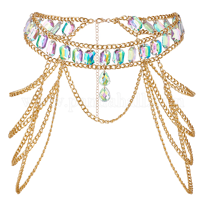 ラインストーンカップチェーンベルト 亜鉛合金チェーンタッセル