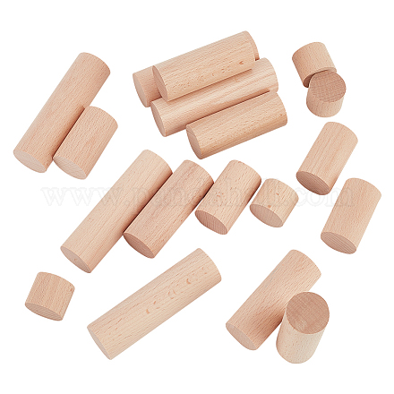 NBEADS 20 Pcs 4 Sizes Wooden Craft Blocks Cylinders WOOD-NB0002-16A-1