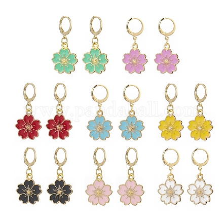 8 Paar 8-farbige Legierungs-Emaille-Blume-Ohrringe für Frauen EJEW-JE05143-1
