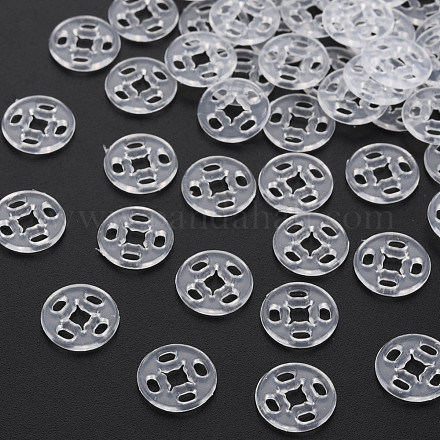 透明樹脂スナップファスナー  フラットラウンド  透明  10x3.5mm  穴：1.2mm BUTT-N018-008-01-1