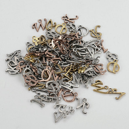 Rack Plating Alloy Letter Charms X-PALLOY-G255-1