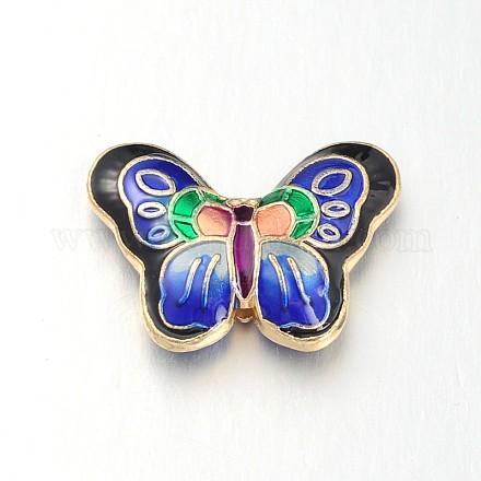 Butterfly Alloy Enamel Beads ENAM-N045-40C-1