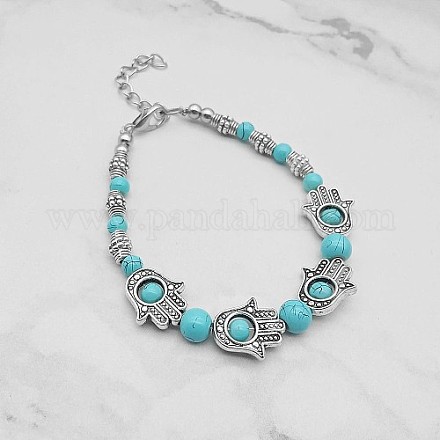 Bracelets en perles synthétiques turquoise PJ9354-1-1