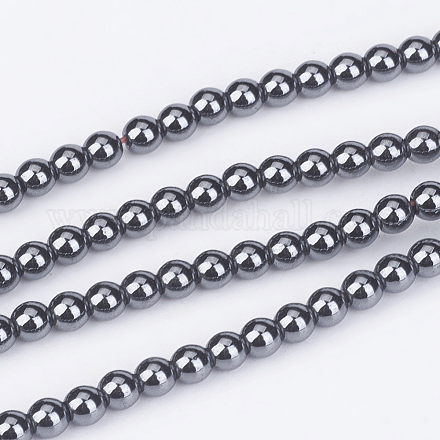 Chapelets de perles en hématite synthétique sans magnétiques G-D015-2-1