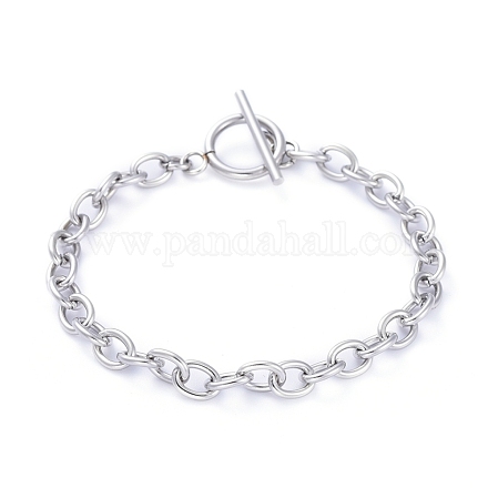 Unisex 304 Stainless Steel Cable Chain Bracelets BJEW-P245-39P-1
