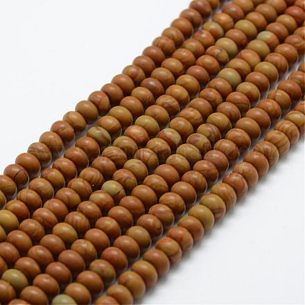 Chapelets de perles en pierre en bois naturel G-G665-15-6x4mm-1