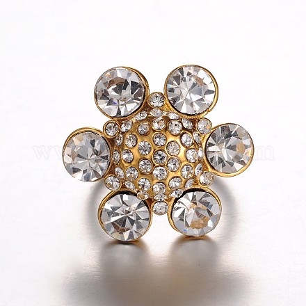 316 acier inoxydable anneaux strass fleur de doigts de ton doré Chic Lady RJEW-J066-67-17mm-1