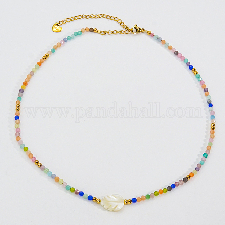 Летние ожерелья из граненого стекла и искусственного жемчуга из нержавеющей стали для женщин JT8933-3-1