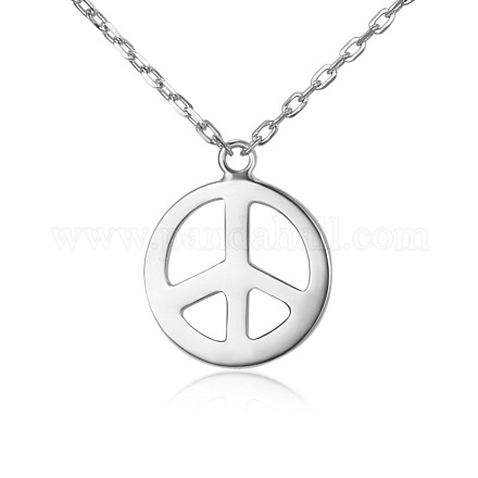 Tinysand 925 collares con colgante de plata de ley con el signo de la paz TS-N269-S-1