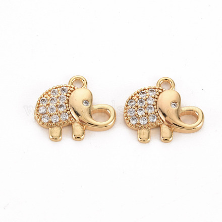 Brass Micro Pave Clear Cubic Zirconia Charms KK-S356-453-NF-1
