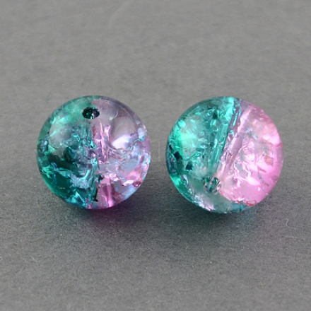 Spray Painted Crackle Glass Beads Strands CCG-Q002-14mm-06-1