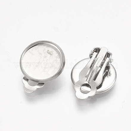201 Stainless Steel Clip-on Earring Findings X-STAS-S079-81C-1