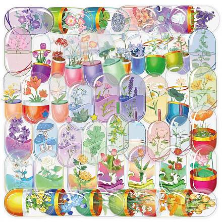 50 шт. капсула с цветочными наклейками из ПВХ STIC-E006-01-1