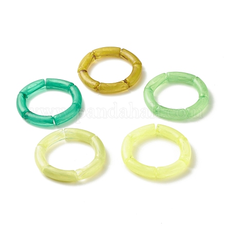 Acrylic Tube Beaded Stretch Bracelets Set BJEW-JB07772-1