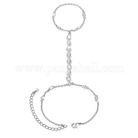 HEGRACE Brass Finger Ring Chain Bracelets JB617A-1