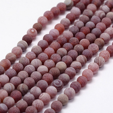 Frosted Natural Agate Beads Strands X-G-F367-8mm-04-1