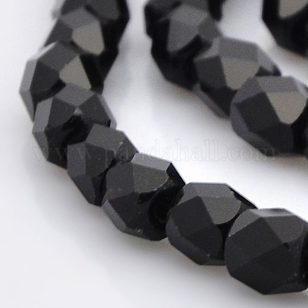 Faceted Drum Black Glass Beads Strands GLAA-A032-4mm-02-1