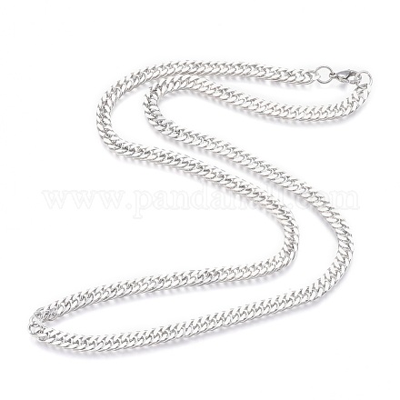 Collares de cadena de bordillo de 201 acero inoxidable NJEW-R063-42P-1
