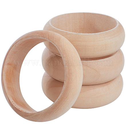 Unfinished Wood Plain Bangle for Women BJEW-WH0018-17-1