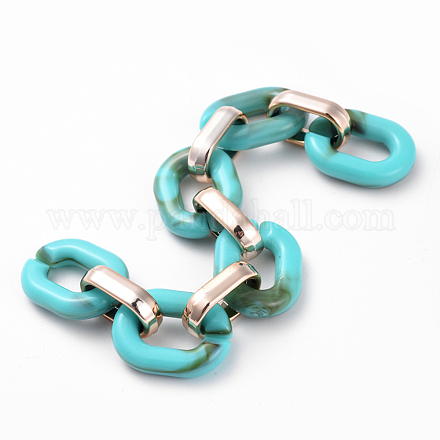 Imitación de piedras preciosas estilo acrílico cadenas de cable hechas a mano AJEW-JB00517-05-1