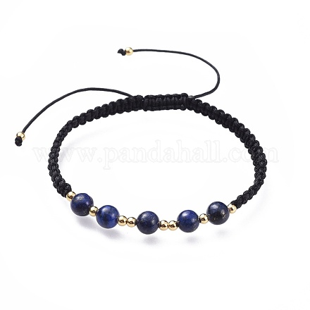 Adjustable Natural Lapis Lazuli(Dyed) Braided Bead Bracelets BJEW-JB04599-05-1
