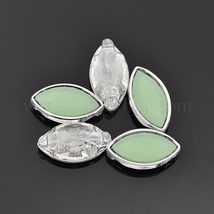 Coudre sur imitation acrylique de taiwan plaqué argent jade SA15-6x12-ACS-H30-1
