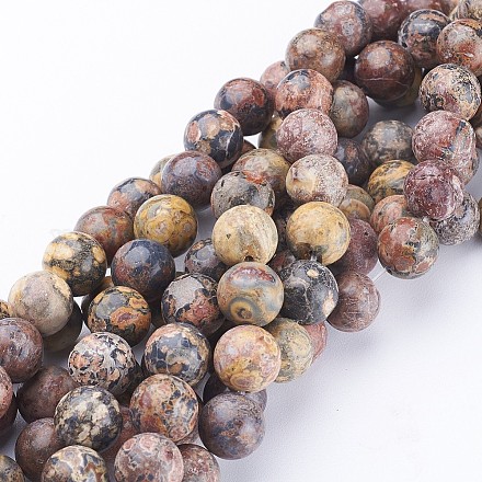Brins de perles rondes en jaspe en peau de léopard naturel G-P070-77-4mm-1