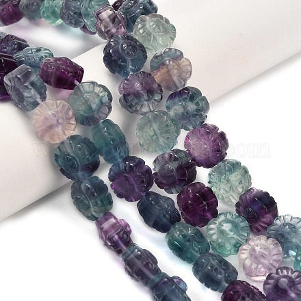 Нити резных бусин из натурального флюорита G-L634-J04-F02-1