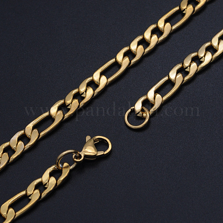 Мужские ожерелья-цепочки Фигаро из нержавеющей стали 304 NJEW-T012-02-56-G-1