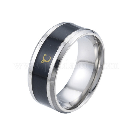 201 Stainless Steel Temperature Plain Band Finger Ring for Women RJEW-N043-10P-1