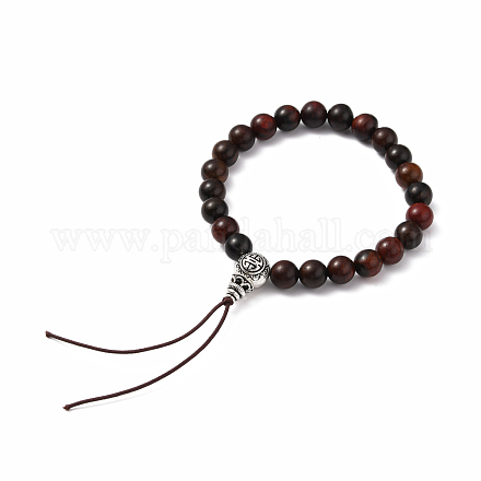 Creazione di braccialetti elasticizzati con perline di legno gioielli buddisti BJEW-JB05786-01-1