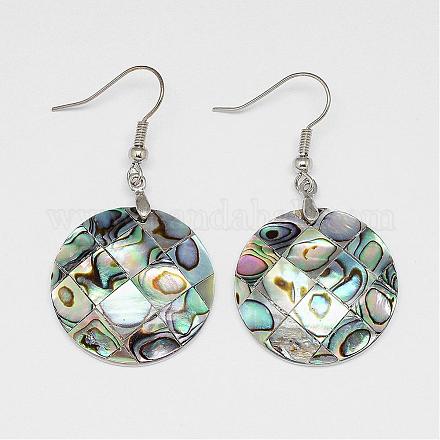 Abalone Shell/Paua Shell Dangle Earrings EJEW-P117-25-1