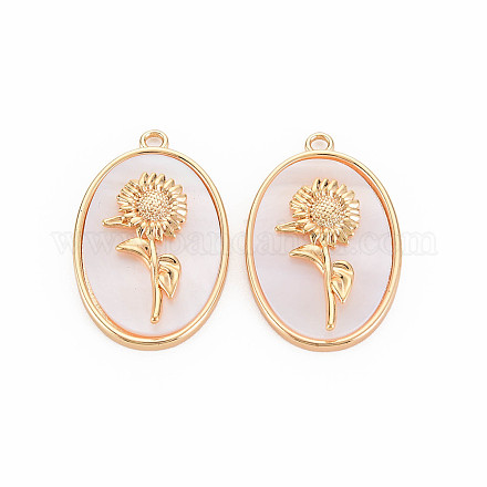 Подвески из латуни с цветочным принтом KK-S364-284-1