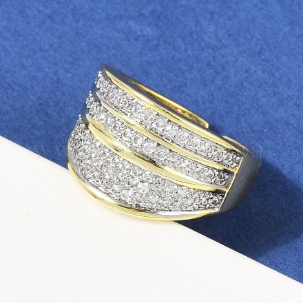 Открытое кольцо-манжета из латуни с микропаве из кубического циркония для женщин RJEW-F177-03GP-08-1