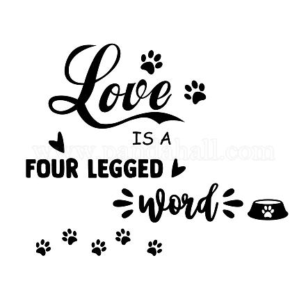 SUPERDANT Love and Pet Dog Theme Wall Decals Love is A Four Legged Word Wall Sticker Dog Paw Print Wall Decor Vinyl Wall Art Decal Decorations for Bedroom Living Room Shop Decor 30×65cm DIY-WH0377-044-1