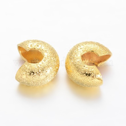 Caches perles texturées à écraser en laiton KK-F371-77G-1