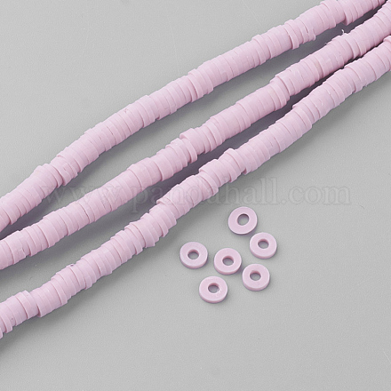 Flat Round Eco-Friendly Handmade Polymer Clay Bead Spacers CLAY-R067-4.0mm-26-1