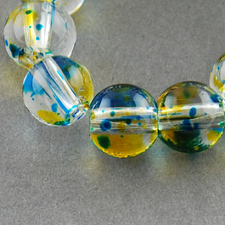 Two Tone Spray Painted Transparent Glass Bead Strands DGLA-R027-6mm-05-1