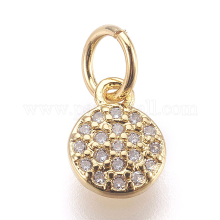Brass Micro Pave Cubic Zirconia Charms ZIRC-E152-17G-RS-1
