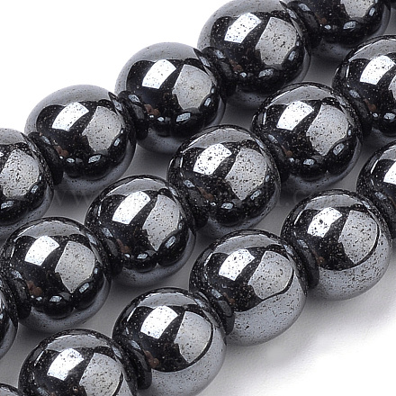 Non-magnetic Synthetic Hematite Beads Strands G-S259-44-8mm-1