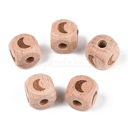 Гравированные бусины из бука WOOD-N015-08B-1